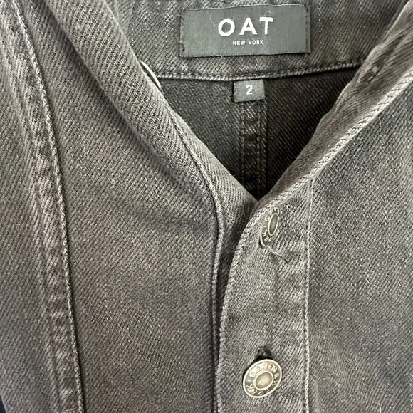 OAT aged Black Volcano Denim Overalls Wide Crop Artsy Boho Size 2 NWT - Picture 5 of 6